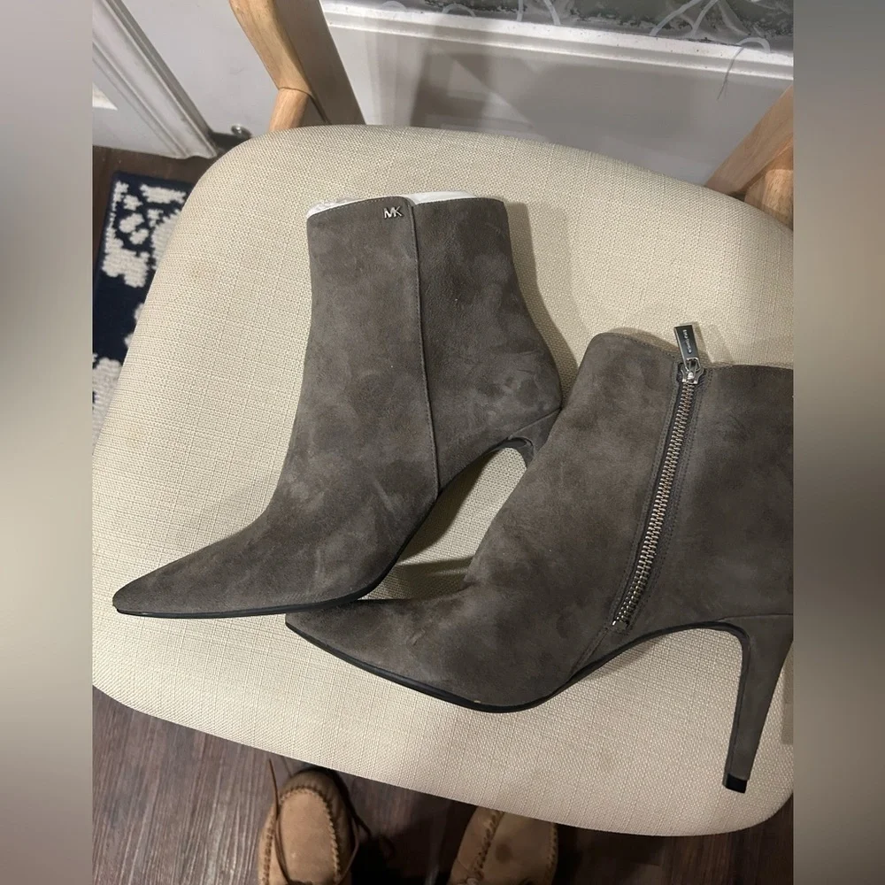Michael Kors Taupe Suede Ankle Booties